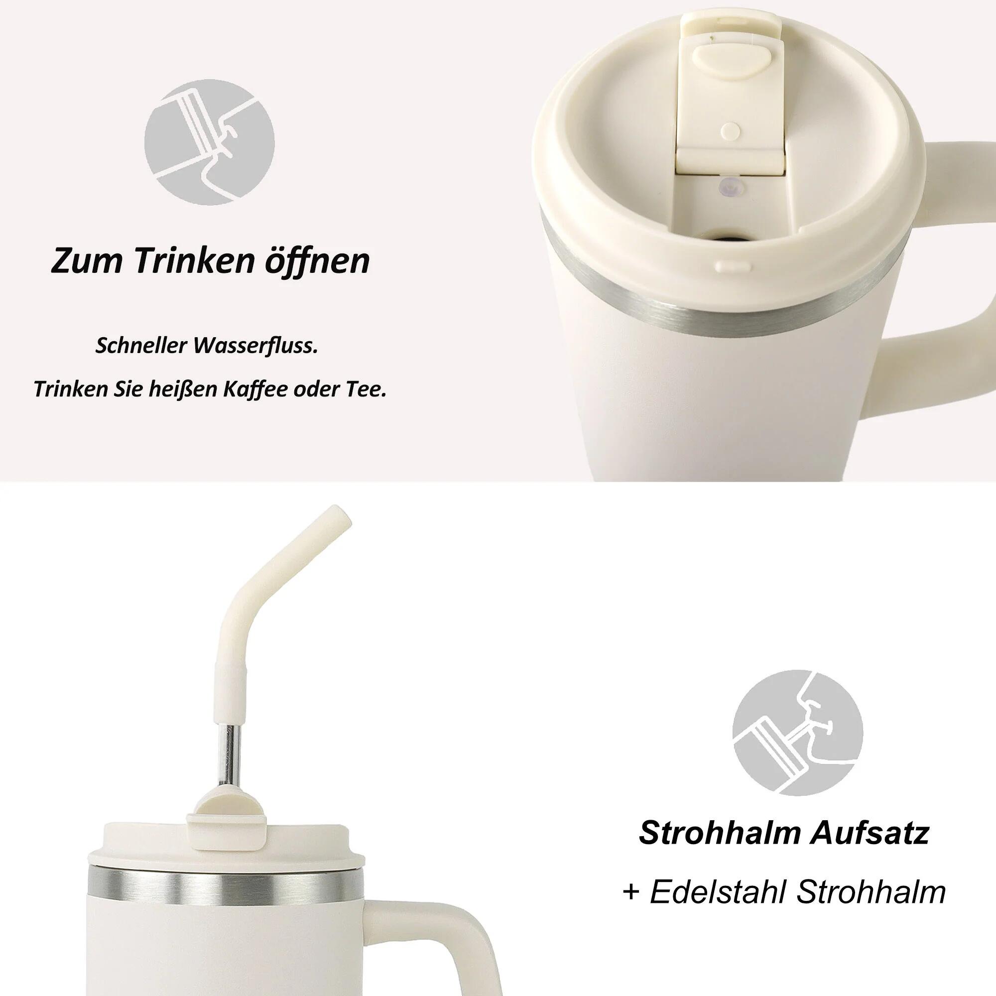 Thermobecher Weiß 1,2 Liter extrem Isolierend Kaffee Becher Heiß Kalt 6/7