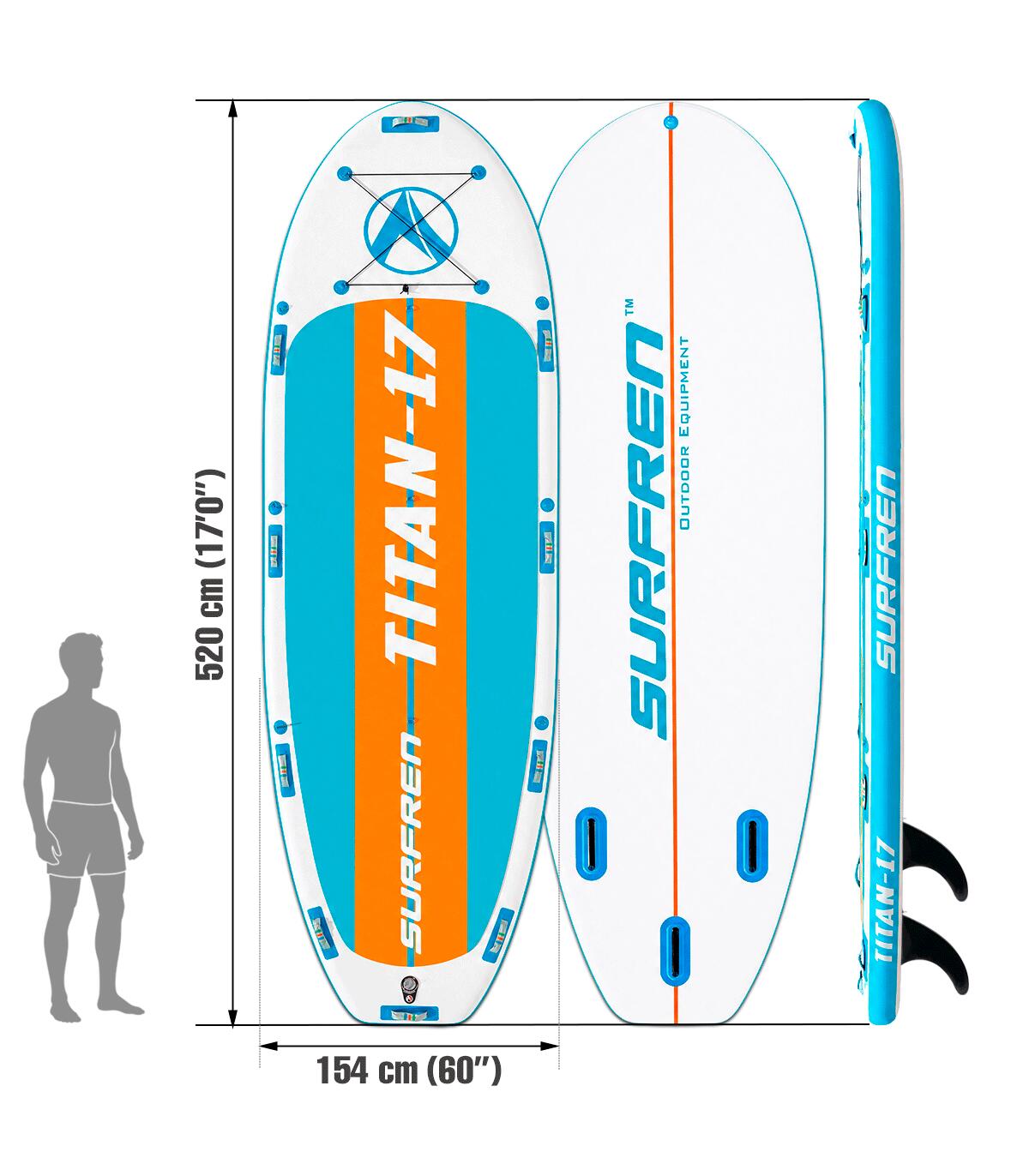 Big SUP Board aufblasbar Titan 17 – XXL Stand Up Paddle 4-10 Personen 3/7