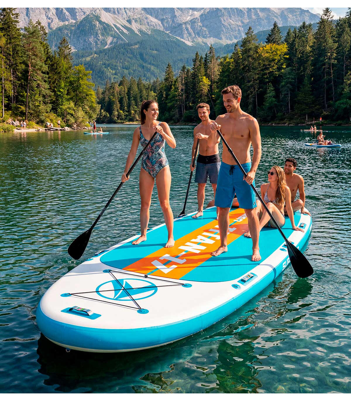 Big SUP Board aufblasbar Titan 17 – XXL Stand Up Paddle 4-10 Personen 2/7