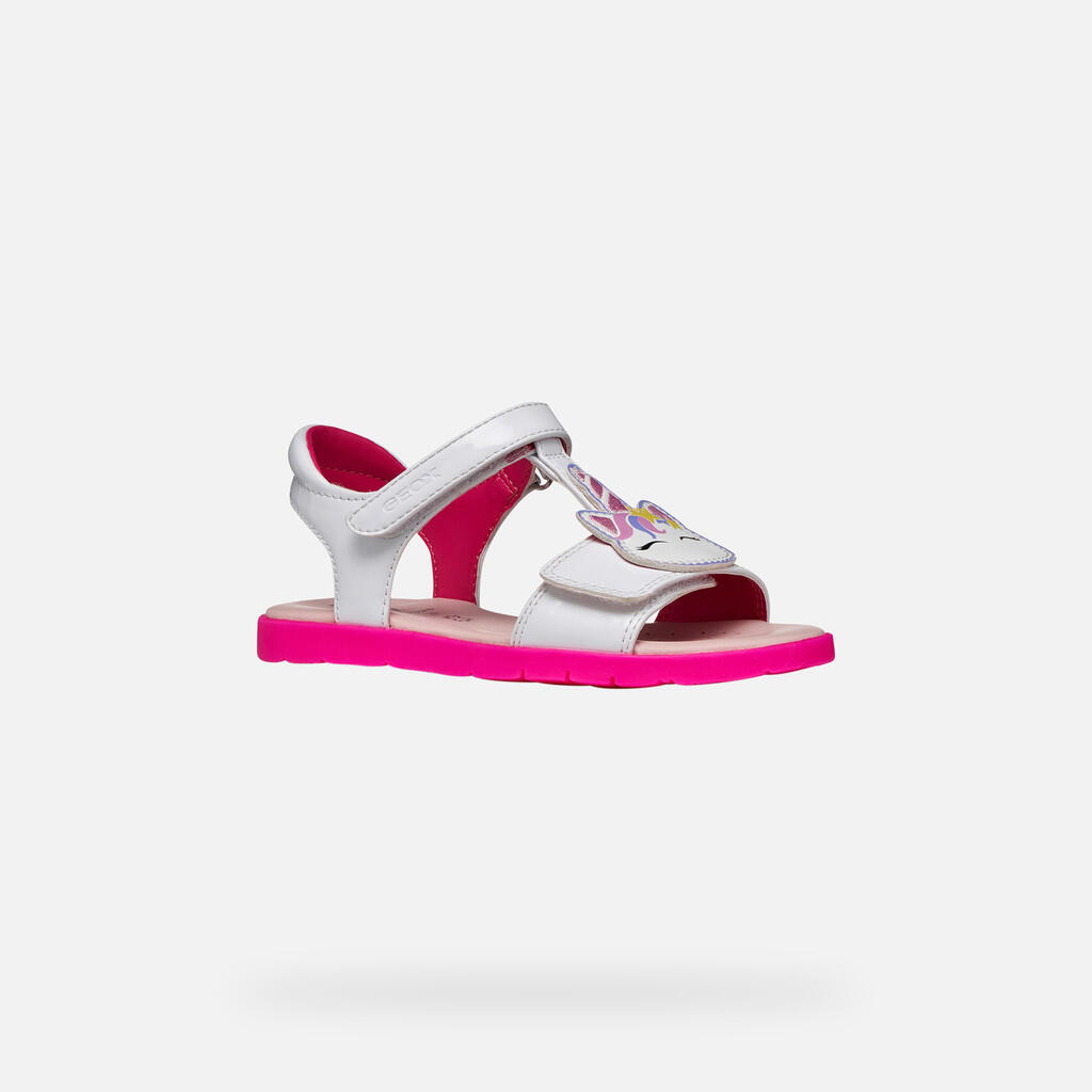 Sandales Fille SANDAL JOYFOOT GIRL Blanc/Fuchsia Fluo 3/7
