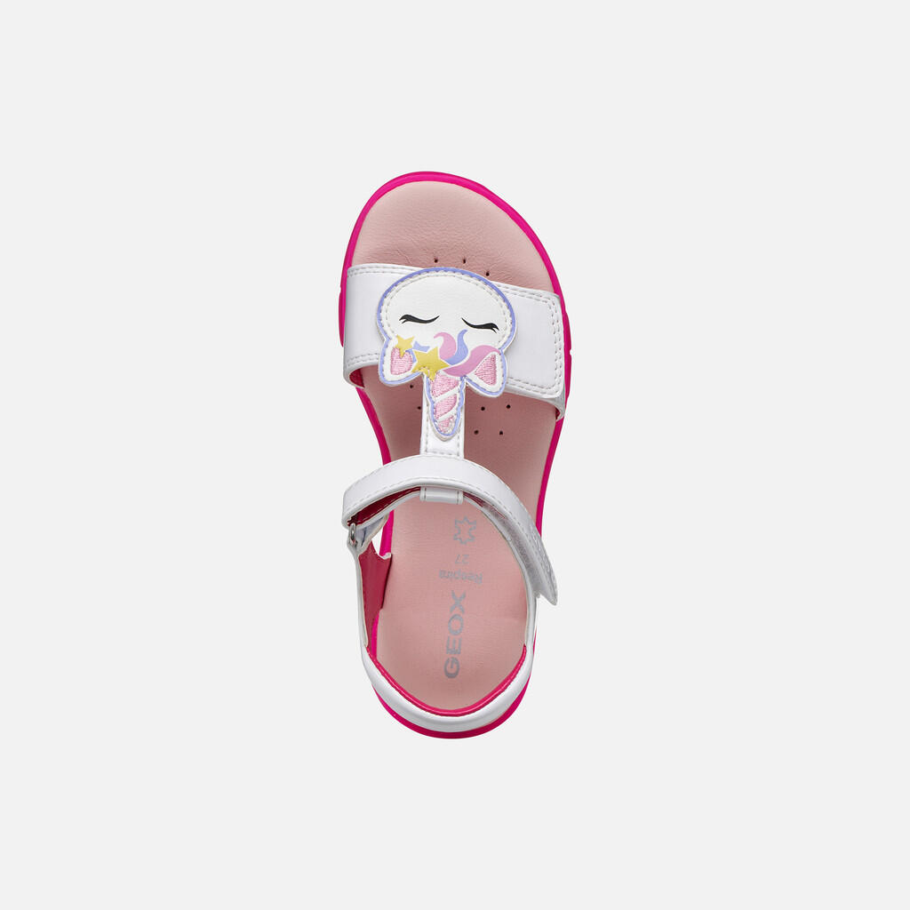 Sandales Fille SANDAL JOYFOOT GIRL Blanc/Fuchsia Fluo 6/7