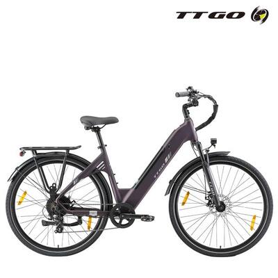 Elektrische hybride fiets c3se woon-werk lange afstand paars