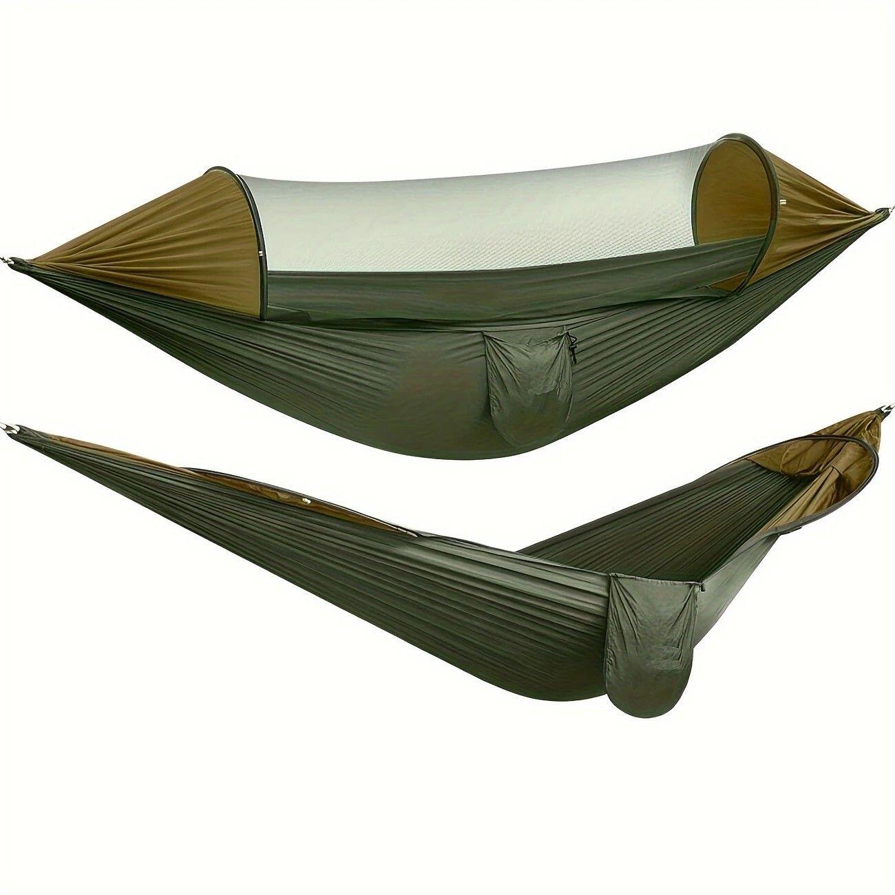 Portable Camping Outdoor Hammock with Detachable Mosquito Net - Green