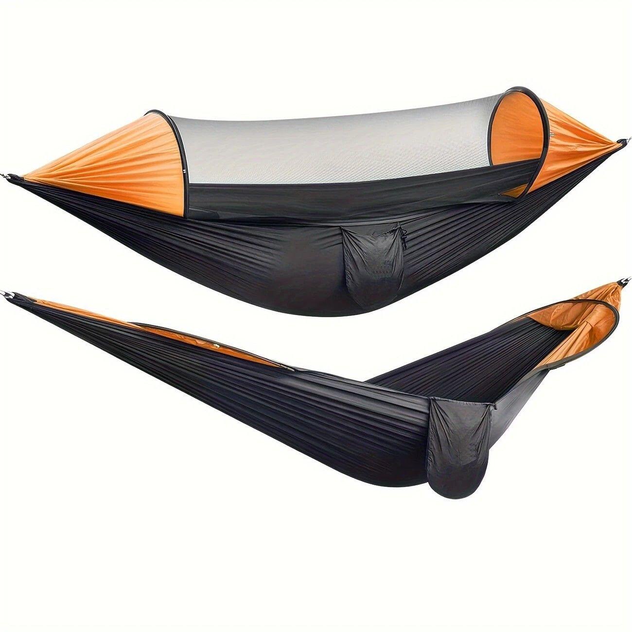 Portable Camping Outdoor Hammock with Detachable Mosquito Net - Orange