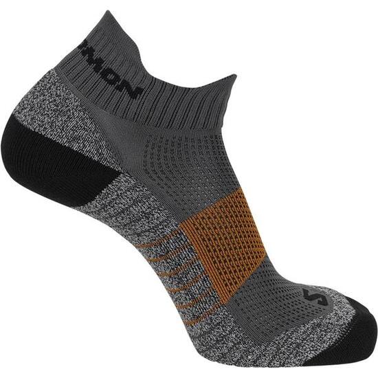 Socken Salomon Unisex Aero Ankle Dx+sx 1p Ebony/Scarlet Ibis/Black Grey