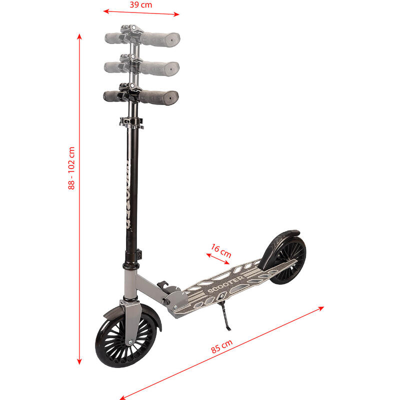 Trotineta Grand Prix, inaltime ajustabila,platforma perforata,roti 200 mm, negru