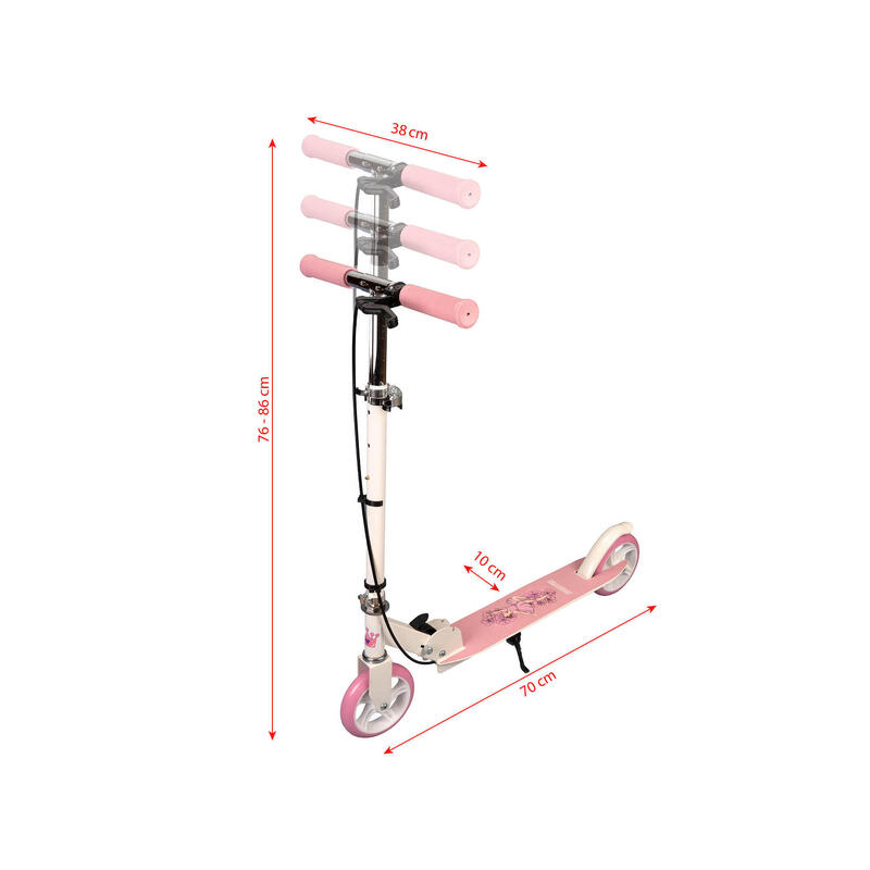 Trotineta Pliabila Ballerina, frana mana, inaltime ajustabila, roti 140 mm, roz