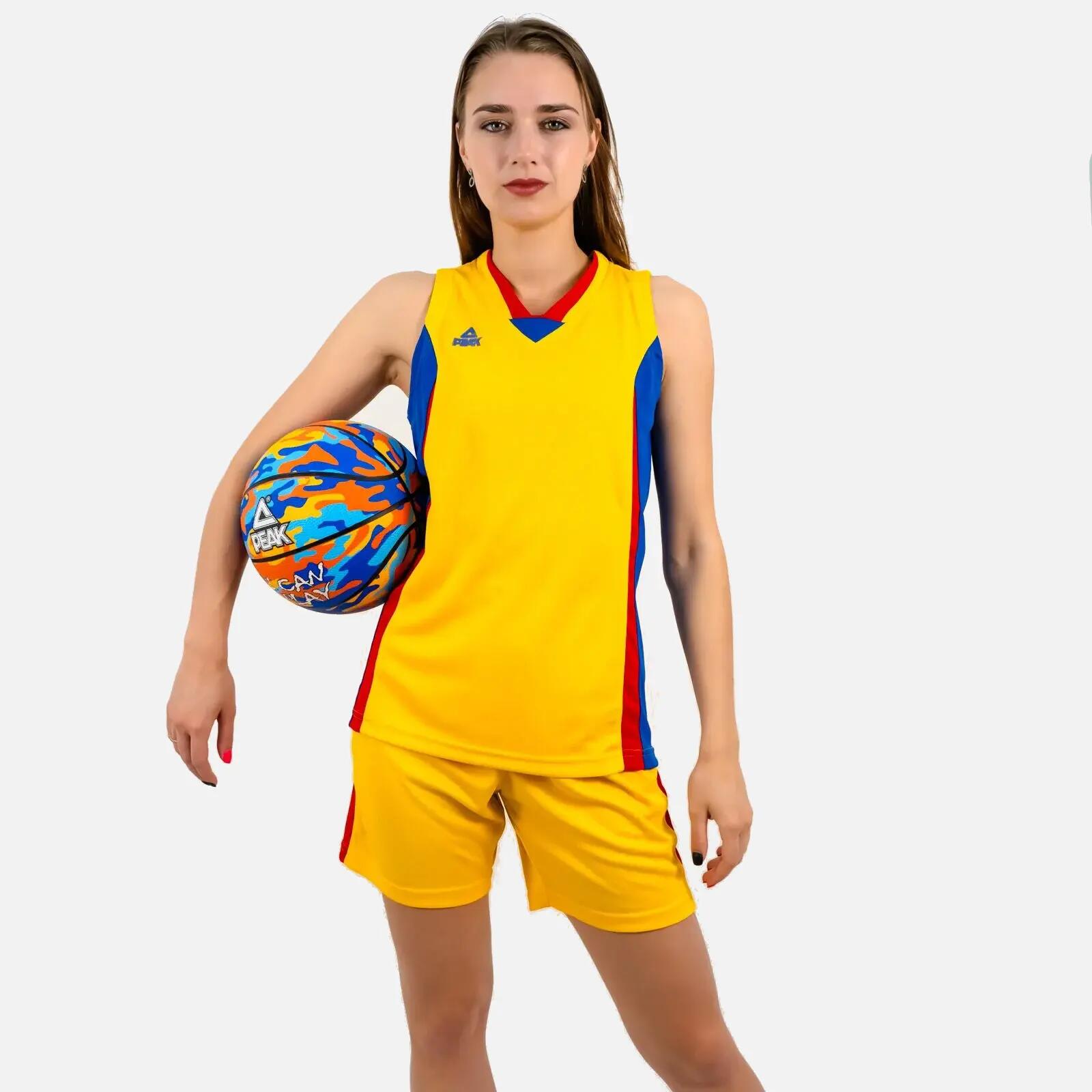 Set maiou/short baschet PEAK Dama Galben/Albastru 1/3