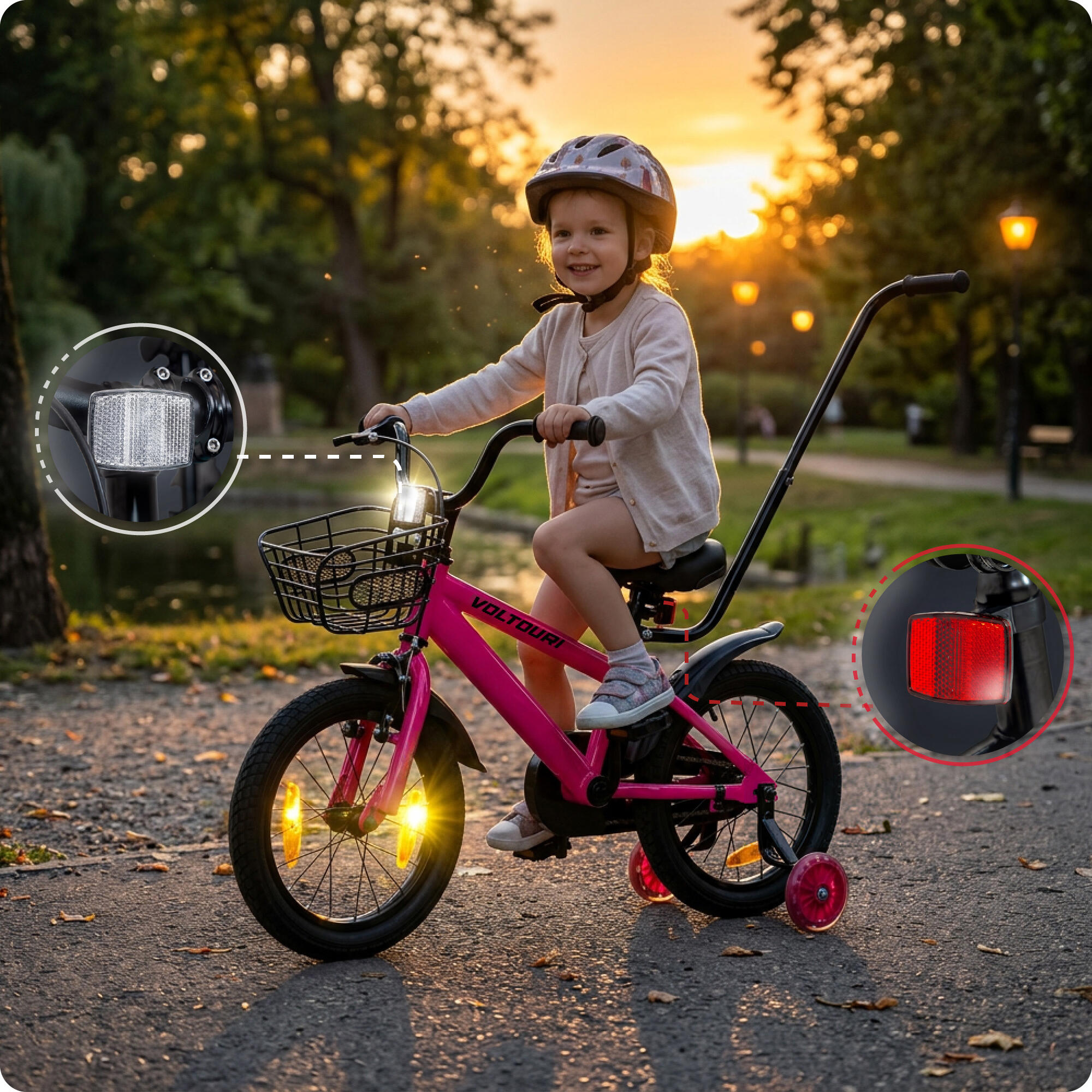 VOLTOURI BK03 kinderfiets, 14”, met zijwieltjes en duwstang 7/7