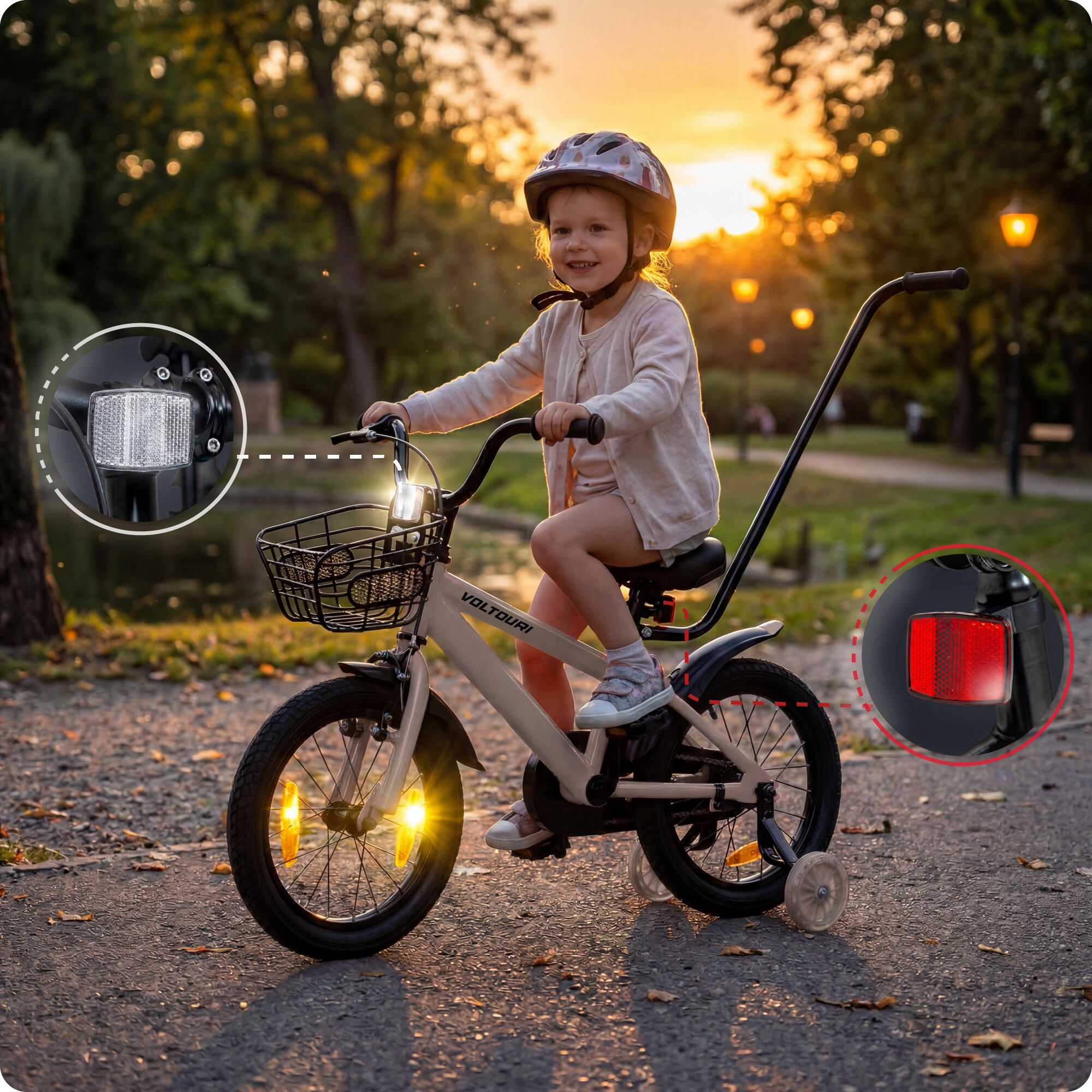 VOLTOURI BK01 kinderfiets, 14”, met zijwieltjes en duwstang 7/7