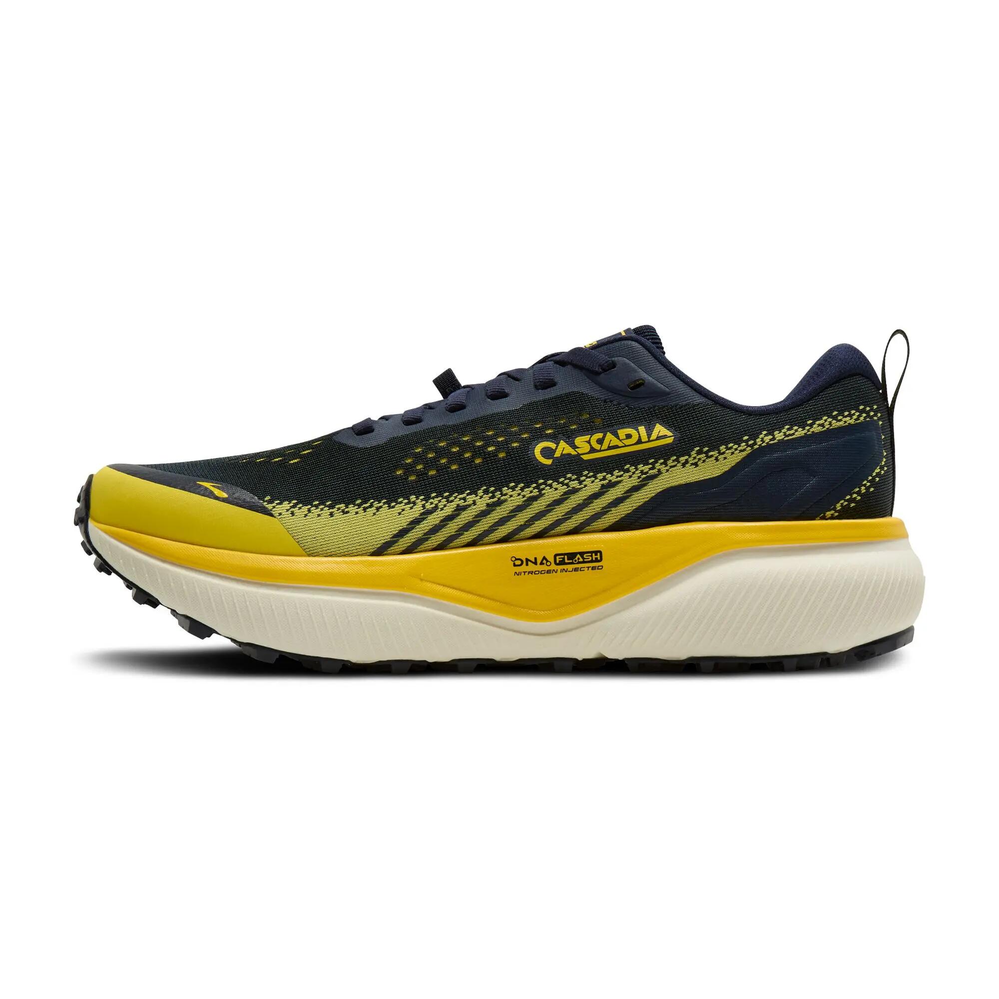 Scarpe running Uomo Cascadia 20 blu giallo grigio chiaro 2/8