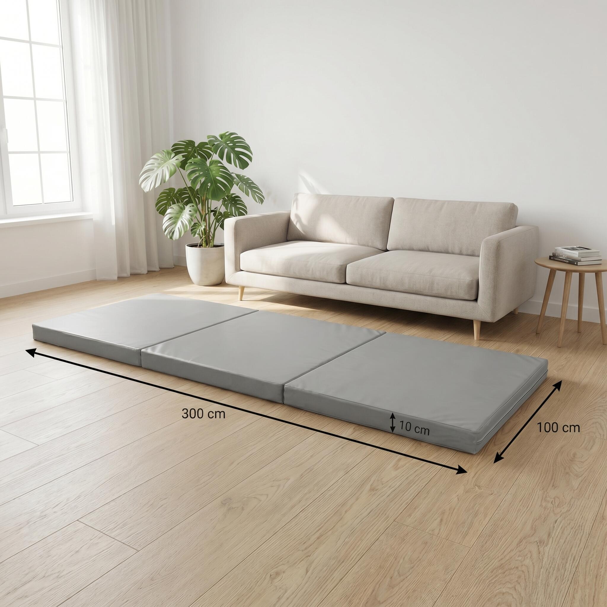 Tapete de ginástica 300 x 100 x 10 cm cinzento Tapete de piso macio dobrável Jef 6/7