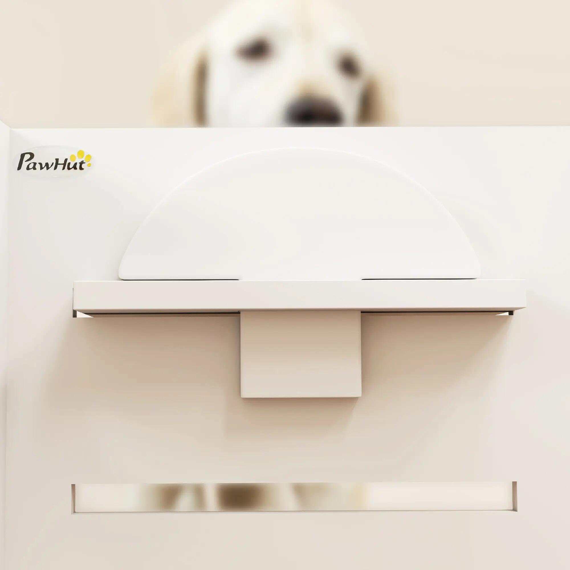 Comedero Perros Elevado PawHut 63x58.5x40 cm Blanco 4/5