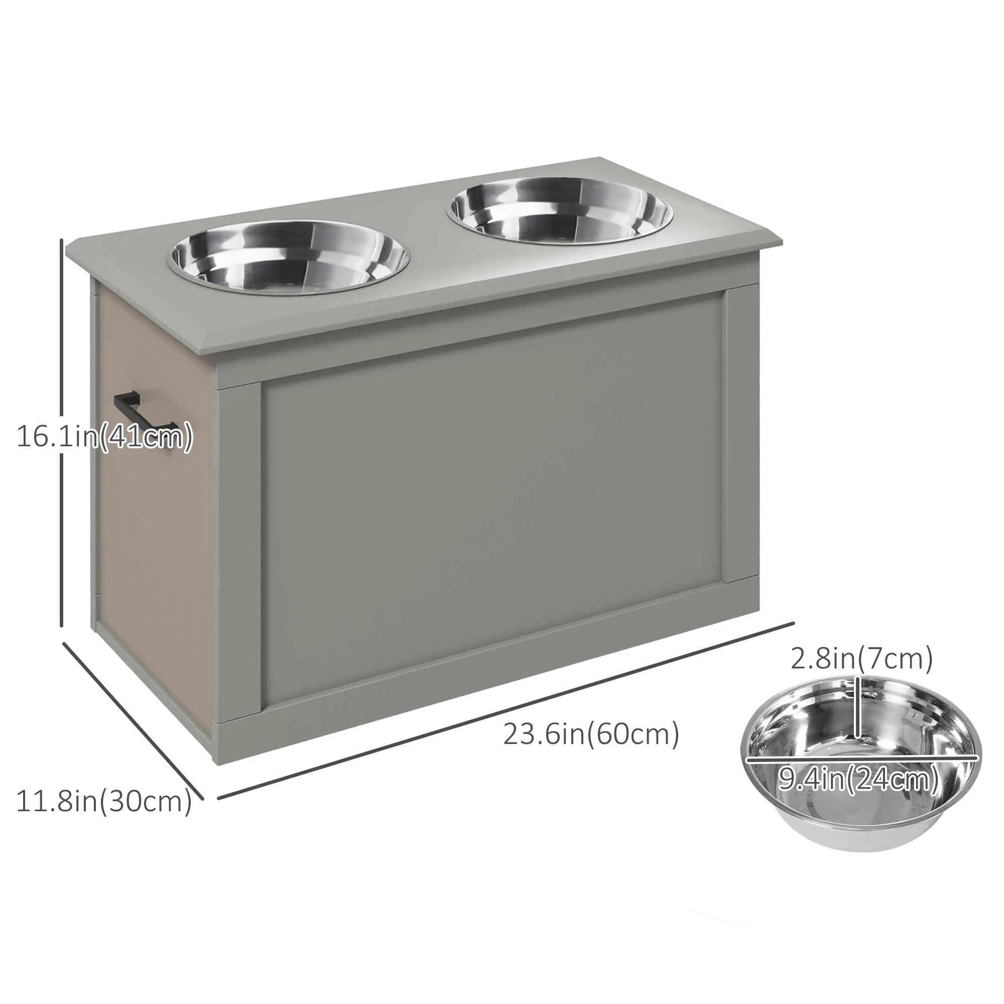 Comedero para Perros PawHut 60x30x41 cm Gris 3/5