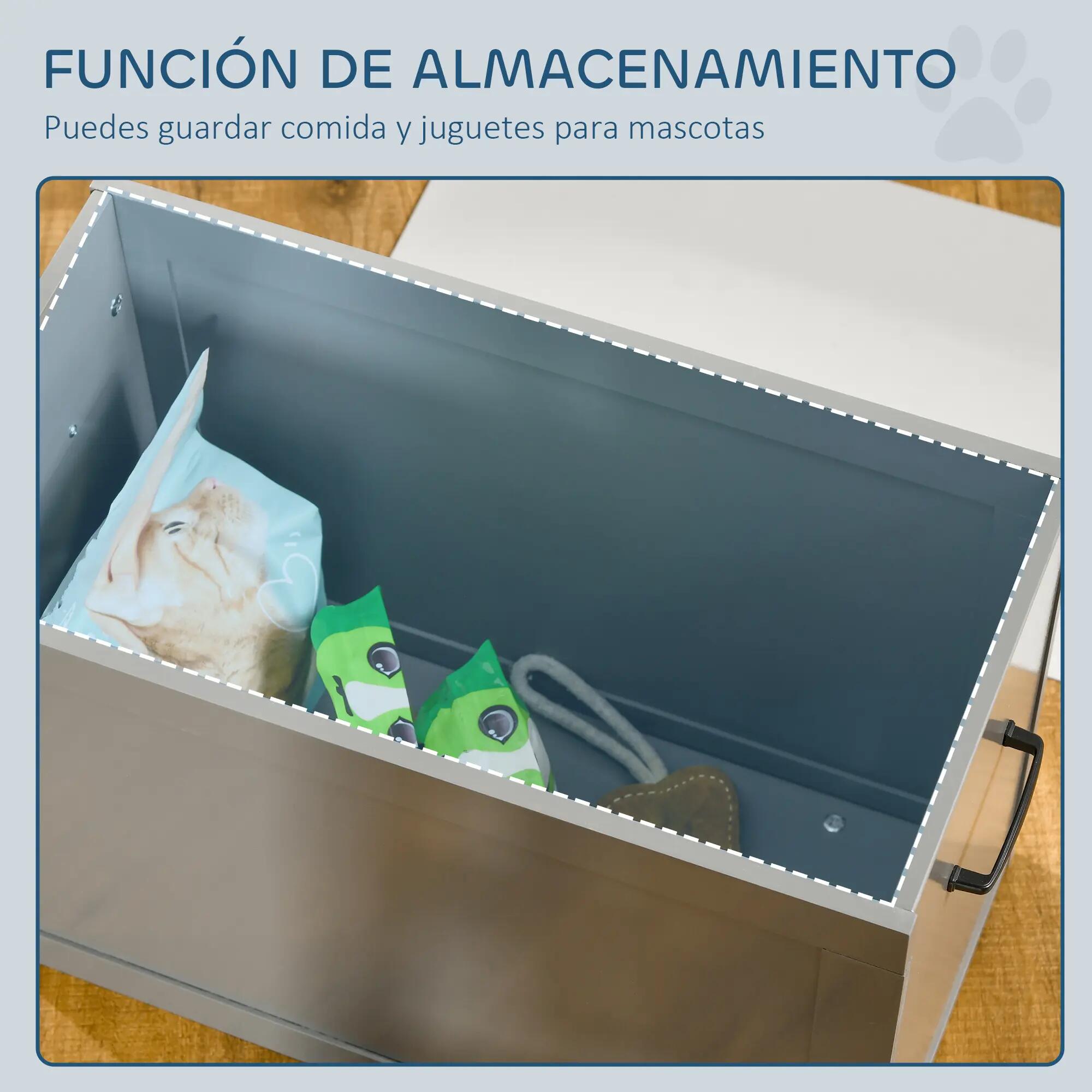 Comedero para Perros PawHut 60x30x41 cm Gris 4/5