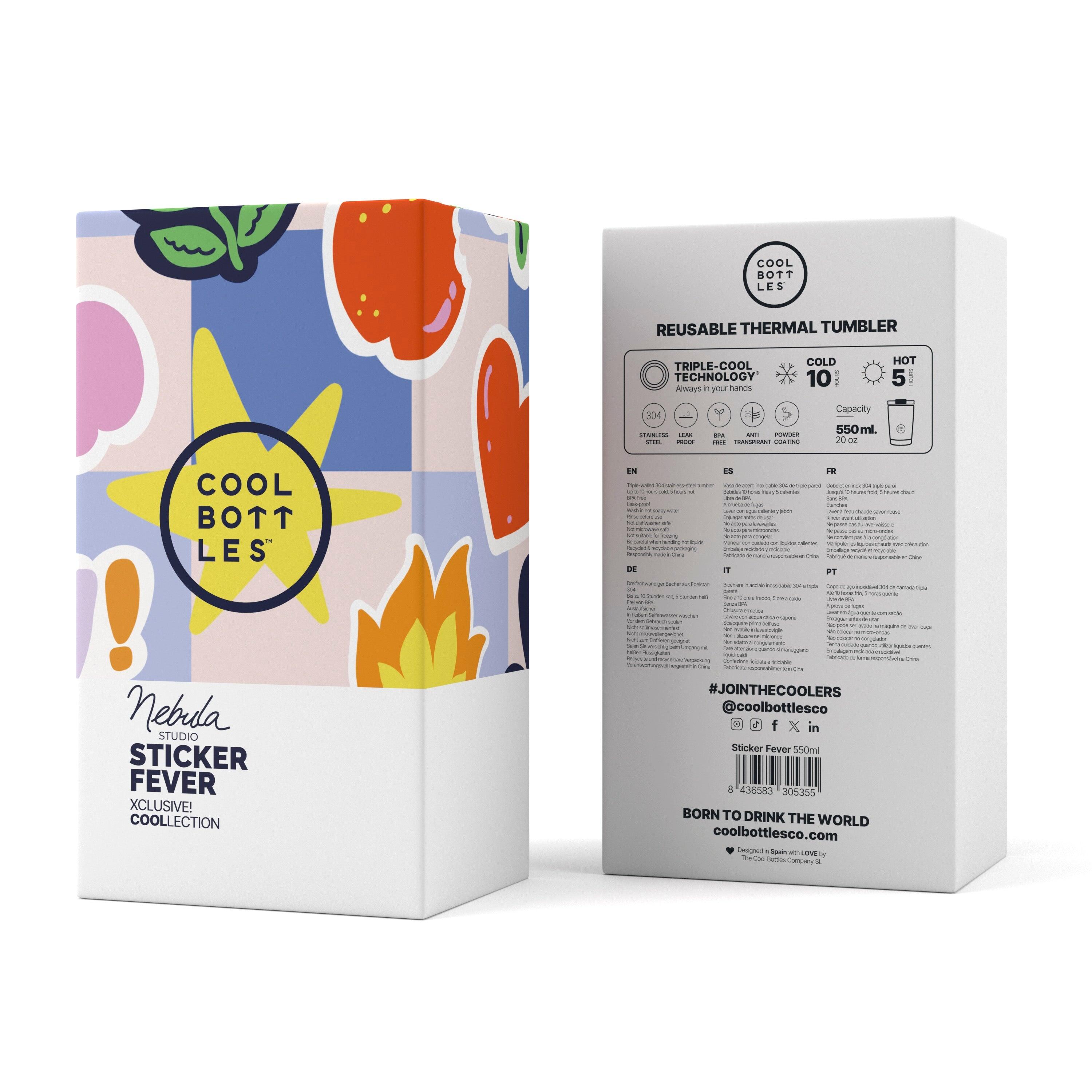 Vaso Térmico de acero Inox. Con envío gratis. Sticker Fever de Nébula 550 ml. 6/6