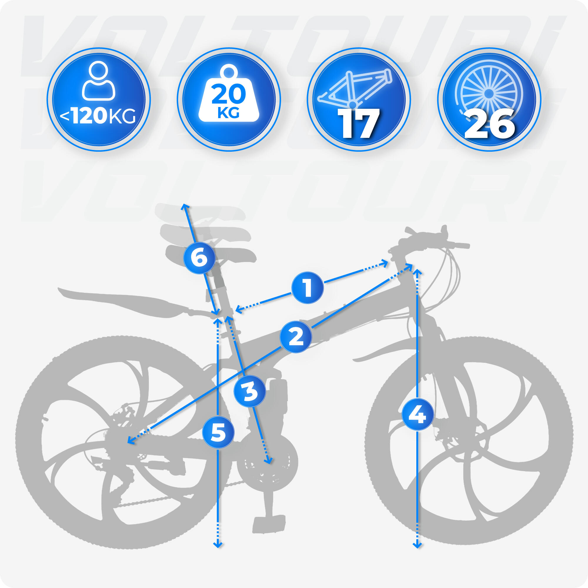 VOLTOURI BK18 Mountainbike 26 Zoll, 21 Shimano-Gänge, Federung, klappbar 2/8