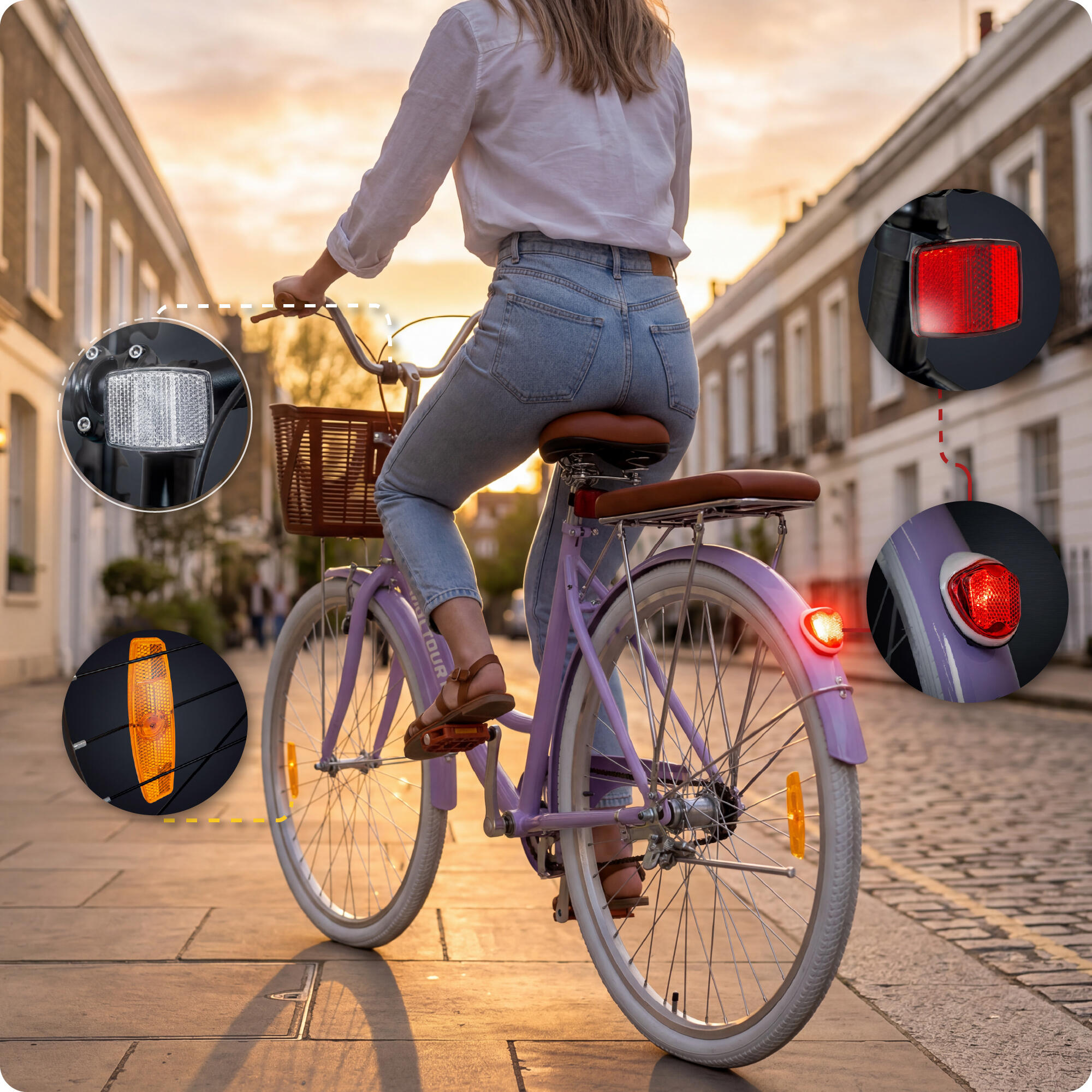 VOLTOURI BK11 Citybike 28 Zoll, mit Korb, Gepäckträger, Retro-Stil 7/8