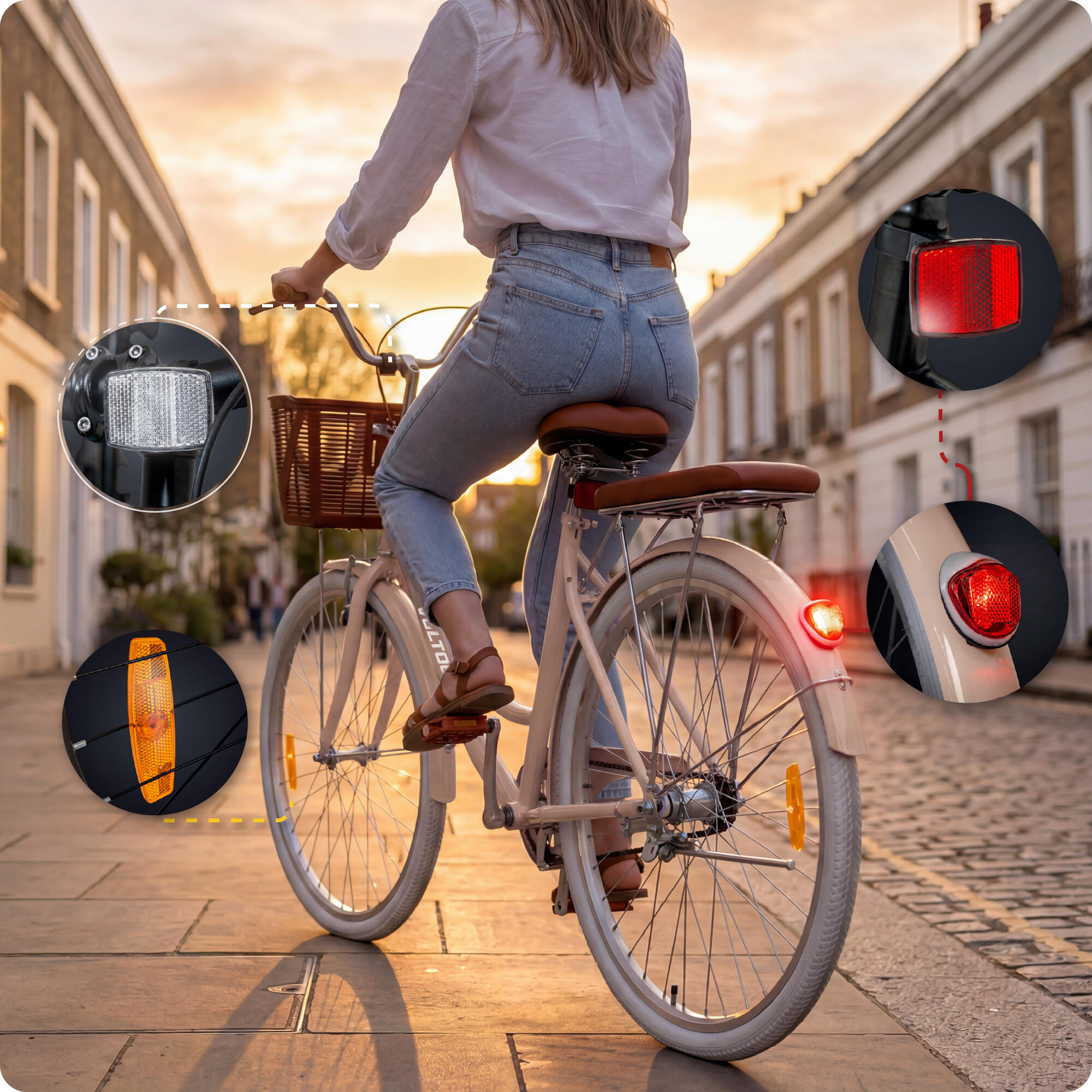 VOLTOURI BK12 stadsfiets 28”, met mand, bagagedrager, retrostijl 7/8