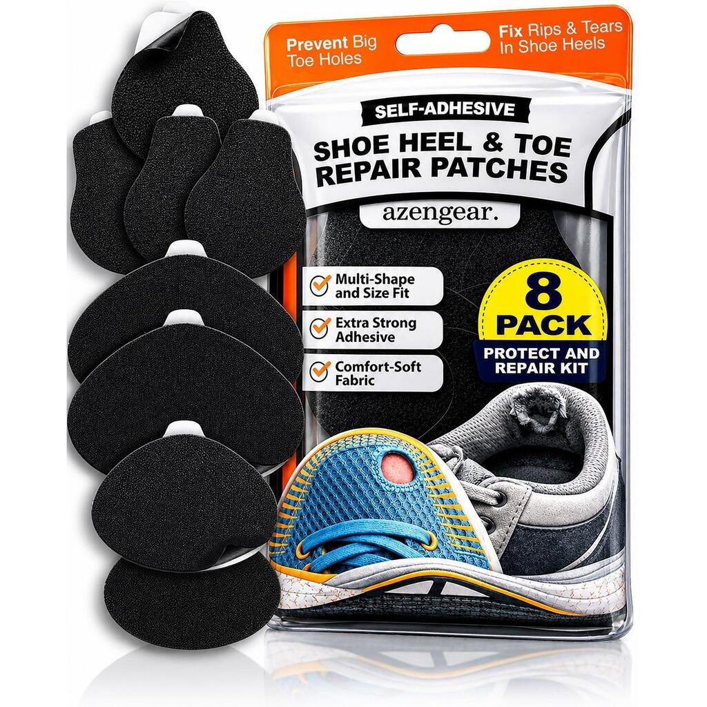 Self-Adhesive Shoe Heel Repair and Big Toe Hole Burst Preventer Patch Kit (8pcs)