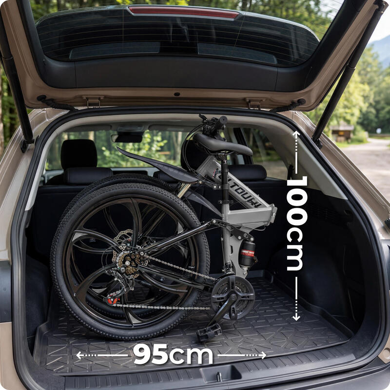 Bicicletă MTB VOLTOURI, solidă, pliabilă, 26 inch, Shimano 21 viteze, gri