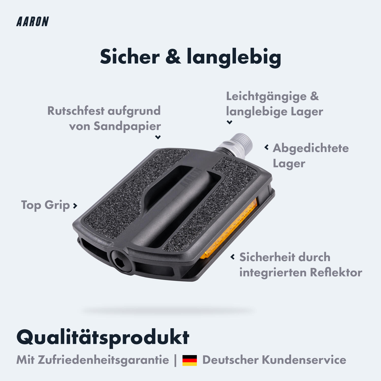 Urban 3.0 Fahrradpedale - Schwarz - Rutschfeste Sandpapier-Oberfläche 2/7