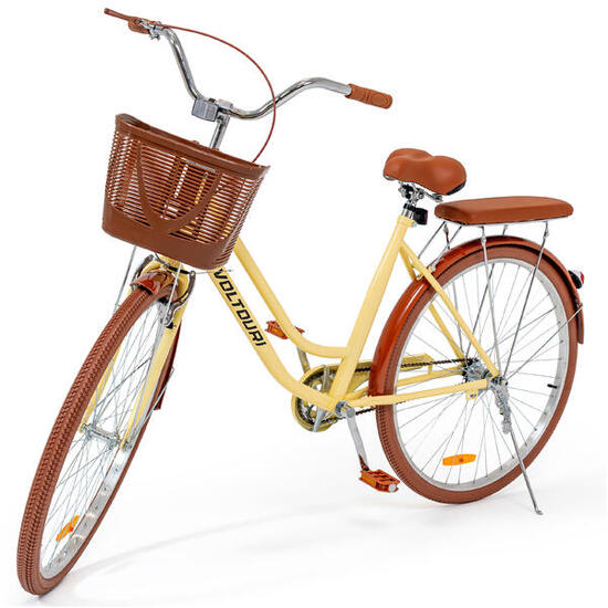 Vélo de ville VOLTOURI BK14 28”, panier, porte-bagages, style rétro