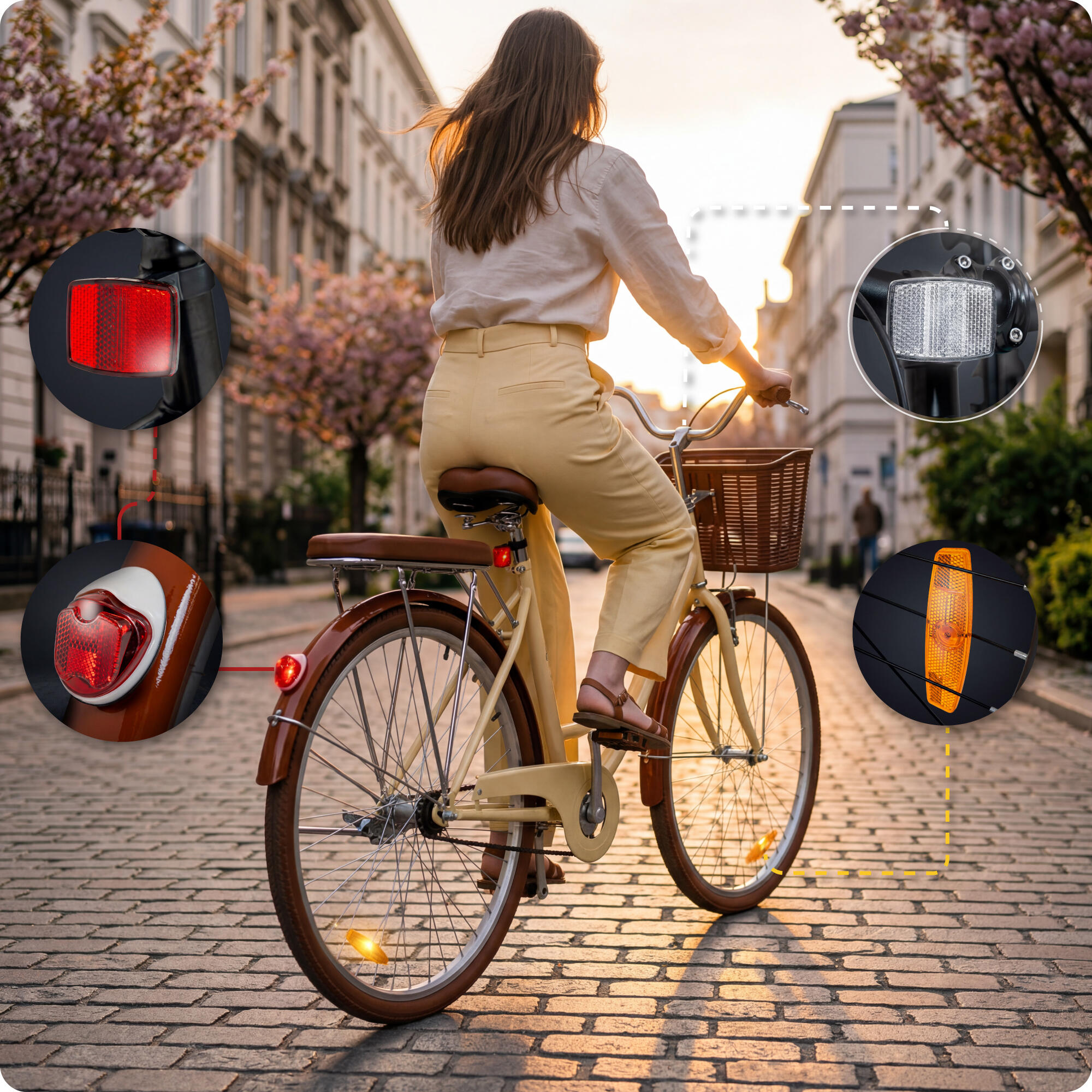 VOLTOURI BK14 Citybike 28 Zoll, mit Korb, Gepäckträger, Retro-Stil 7/8