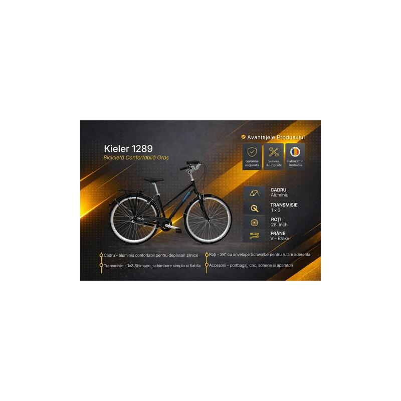 Bicicleta Oras Kieler 1289 - 28 Inch, S, Negru