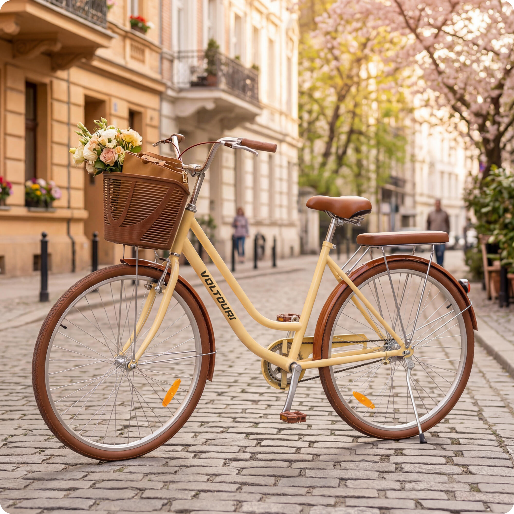 VOLTOURI BK14 Citybike 28 Zoll, mit Korb, Gepäckträger, Retro-Stil 5/8