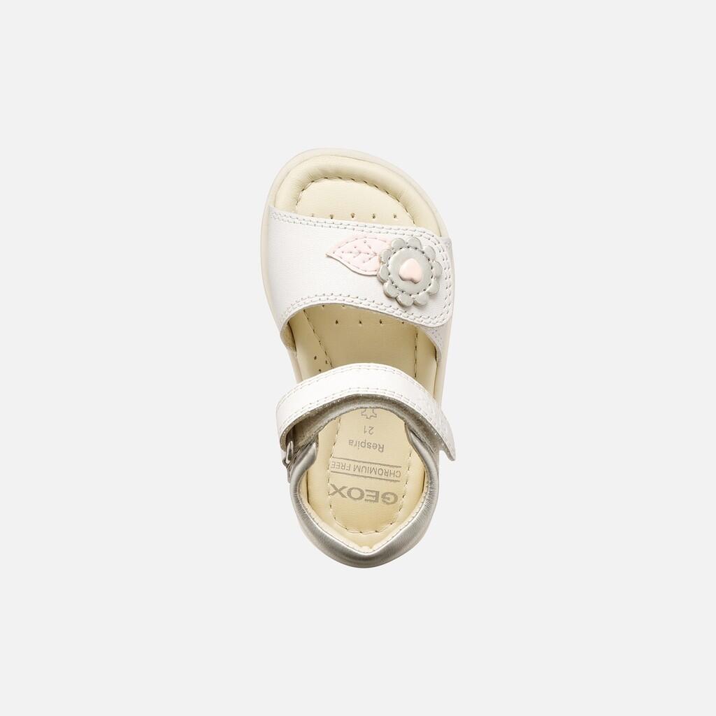 Sandales Bébé Fille B VERRED Blanc/Argent 7/7