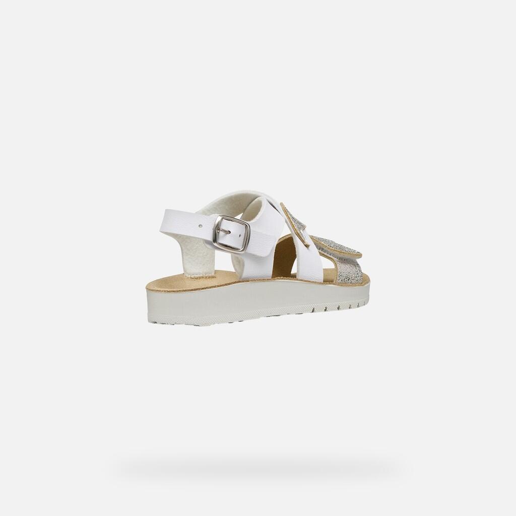 Sandales Fille J SANDAL COSTAREI GI Blanc/Argent 6/7