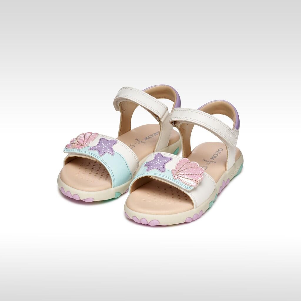 Sandales Fille J SANDAL HAITI GIRL Blanc/Rose Clair 3/7