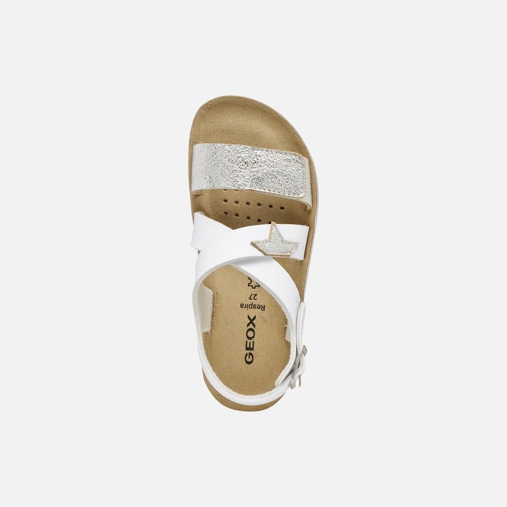Sandales Fille J SANDAL COSTAREI GI Blanc/Argent 7/7