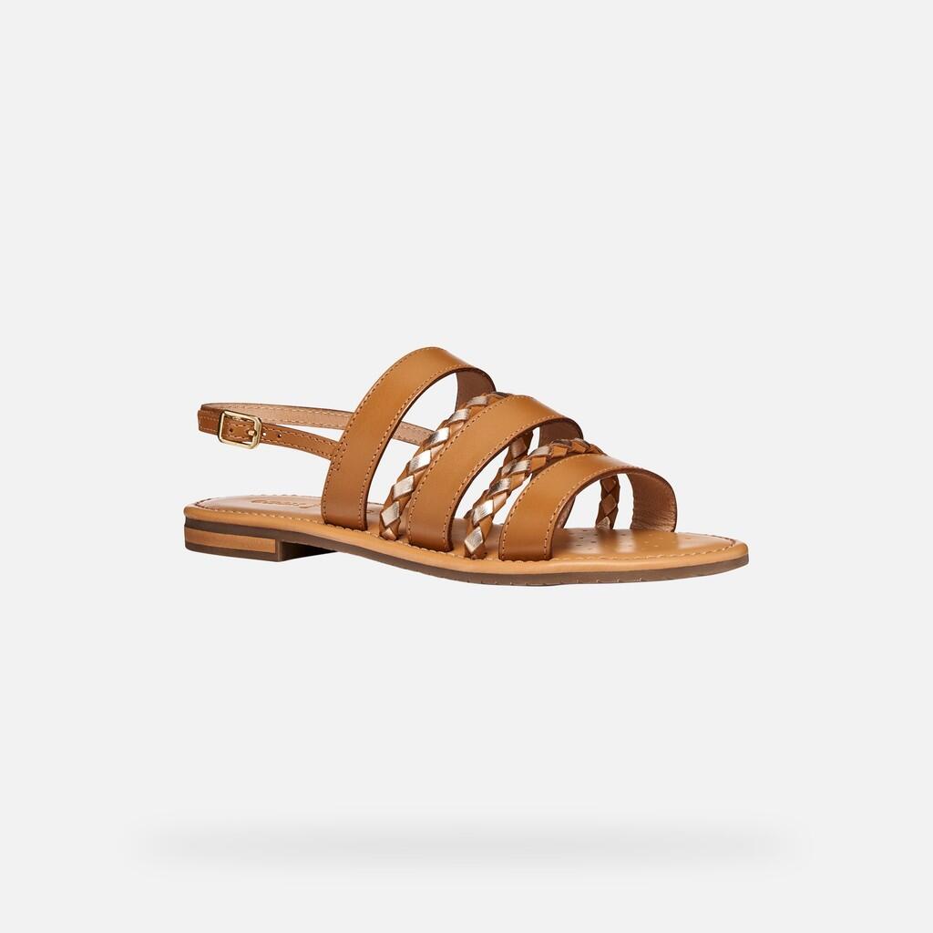 Sandales Femme D SOZY S Tabac/Or Clair 3/7