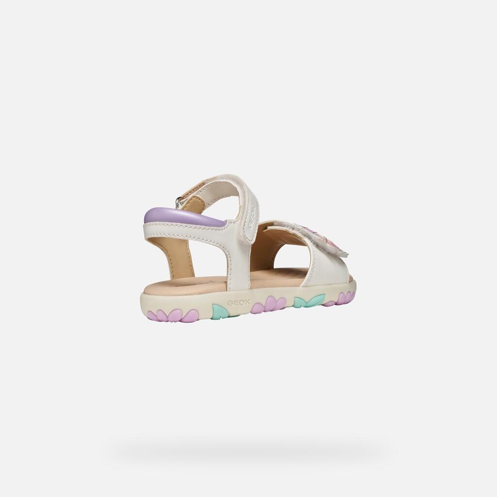 Sandales Fille J SANDAL HAITI GIRL Blanc/Rose Clair 6/7