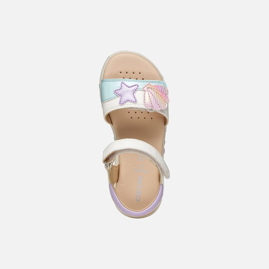 Sandales Fille J SANDAL HAITI GIRL Blanc/Rose Clair 7/7