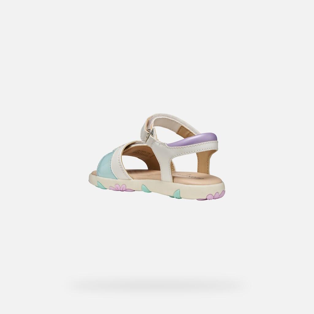 Sandales Fille J SANDAL HAITI GIRL Blanc/Rose Clair 5/7