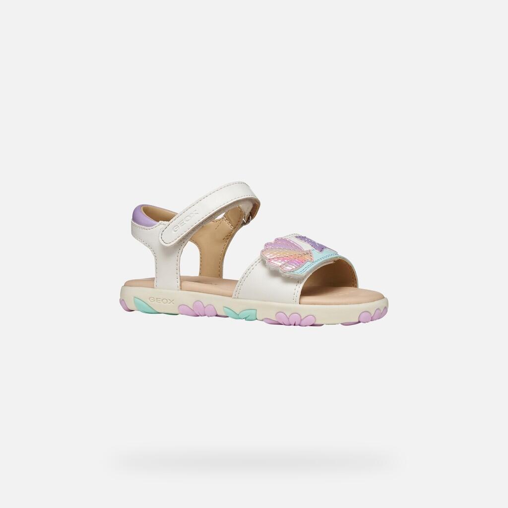 Sandales Fille J SANDAL HAITI GIRL Blanc/Rose Clair 4/7