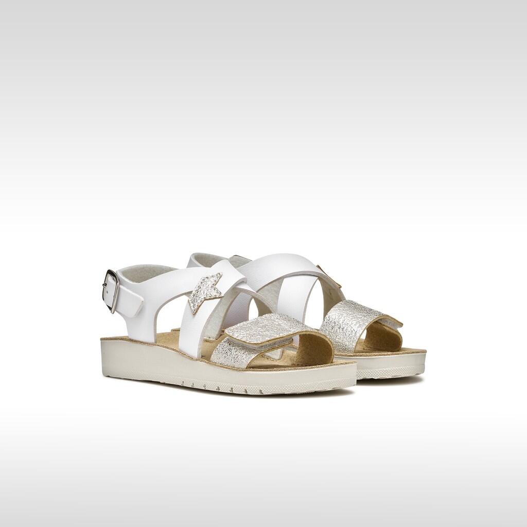 Sandales Fille J SANDAL COSTAREI GI Blanc/Argent 3/7
