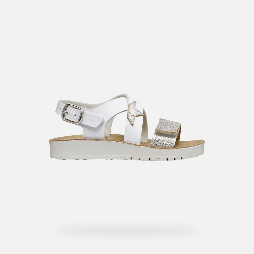 Sandales Fille J SANDAL COSTAREI GI Blanc/Argent 2/7