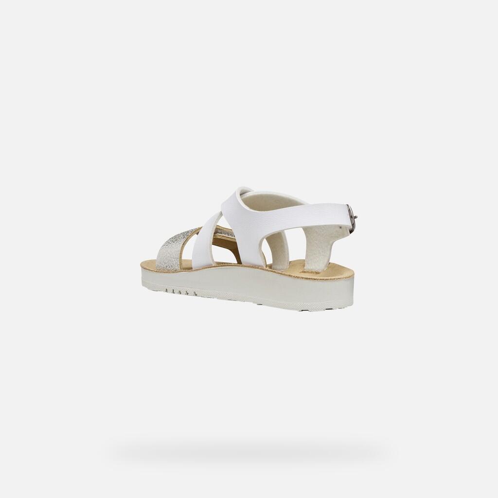 Sandales Fille J SANDAL COSTAREI GI Blanc/Argent 5/7