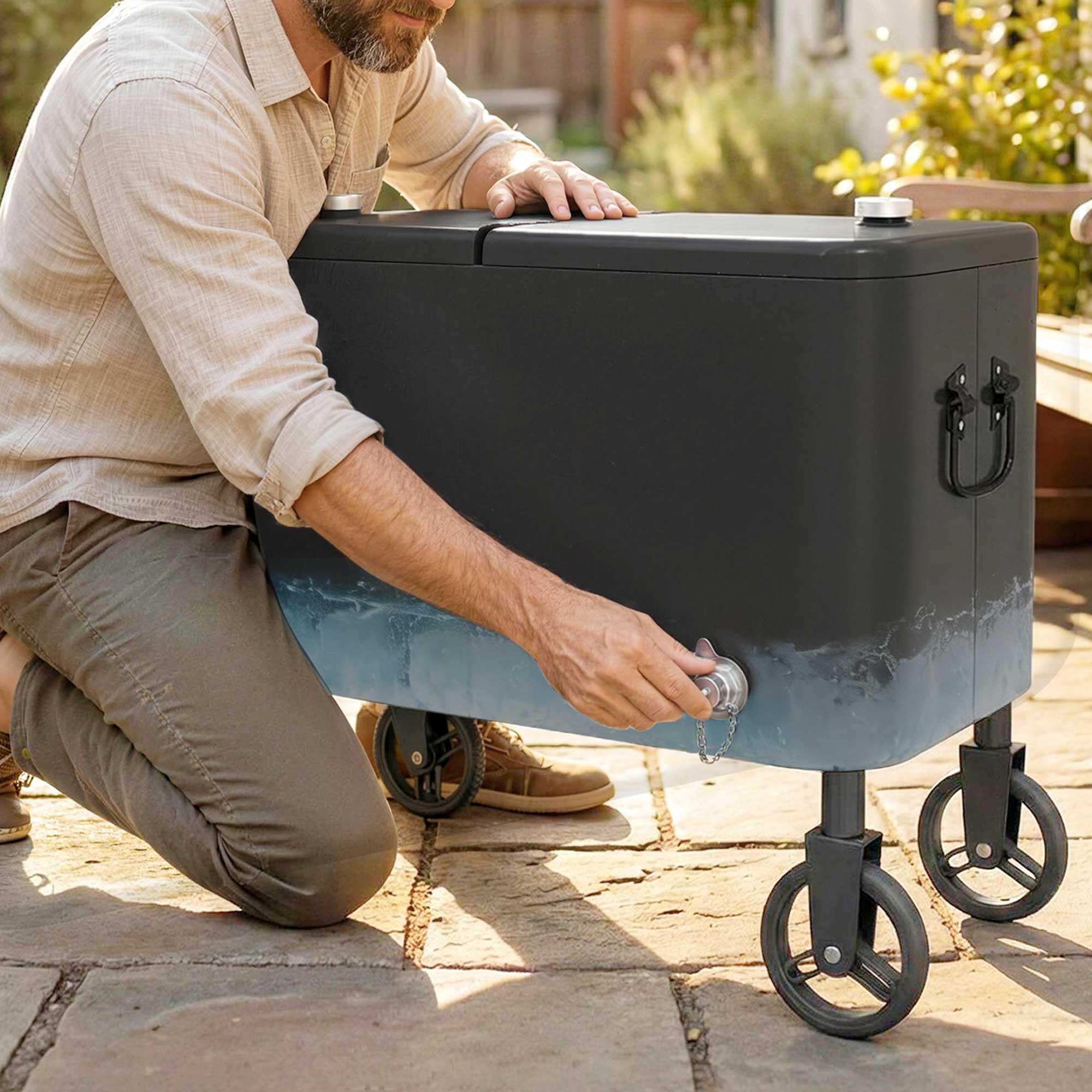 Carrito Nevera Outsunny 75x35x120 cm Negro 5/5