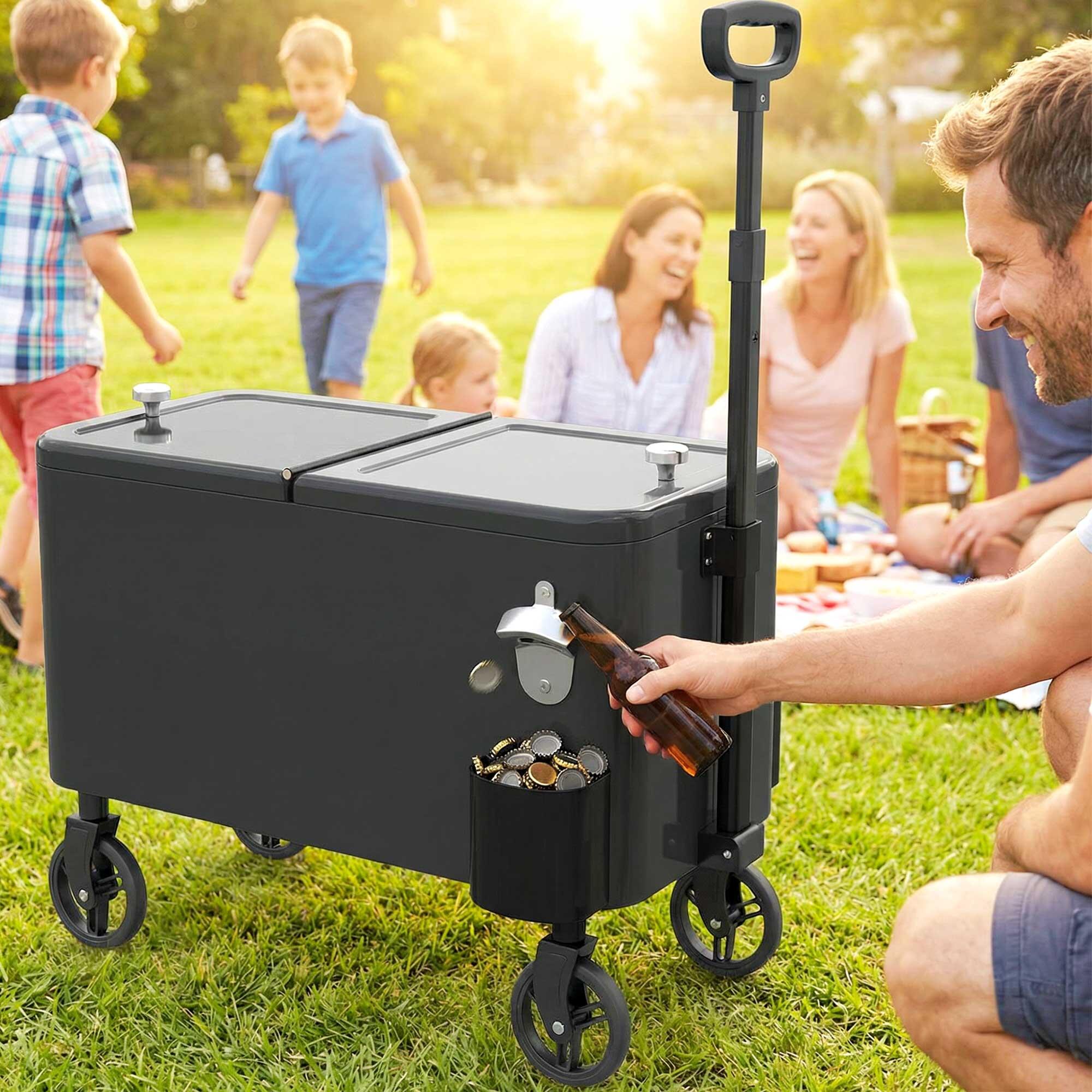 Carrito Nevera Outsunny 75x35x120 cm Negro 4/5
