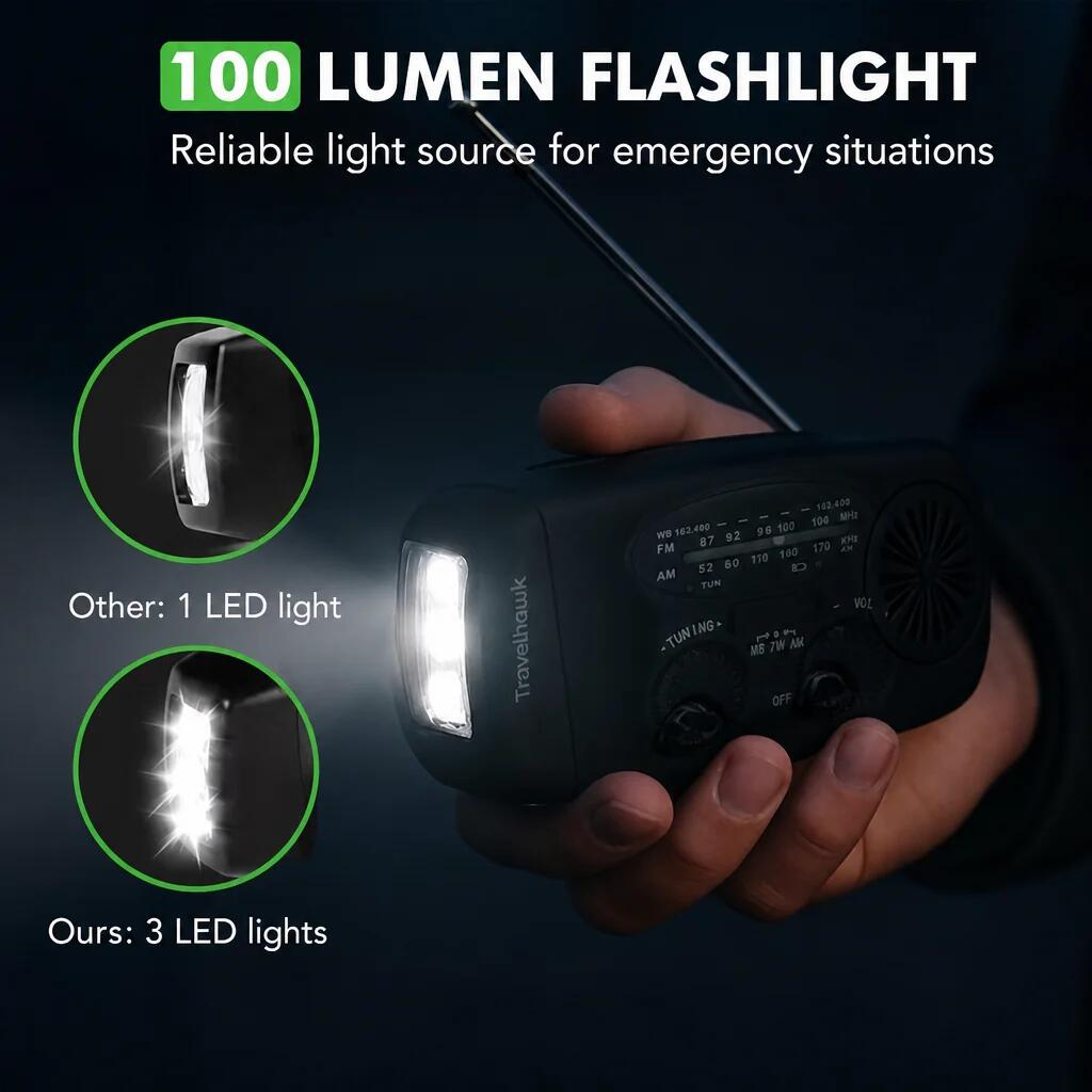 Radio d'urgence – Avec panneau solaire et batterie externe 4/7