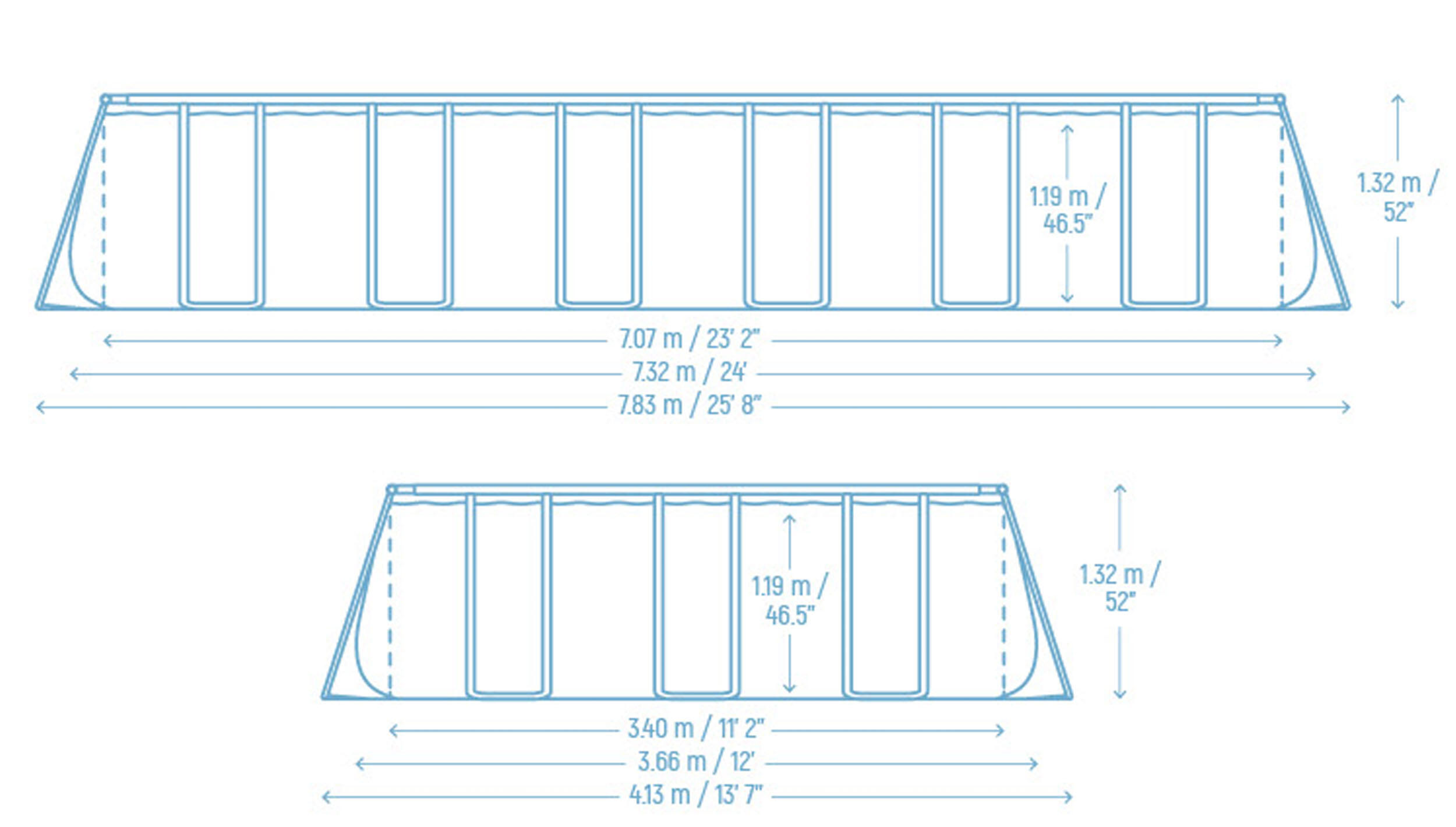Bestway Piscine hors sol - Rectangulaire - APX 365 - 732 x 366 x 132 cm 7/7