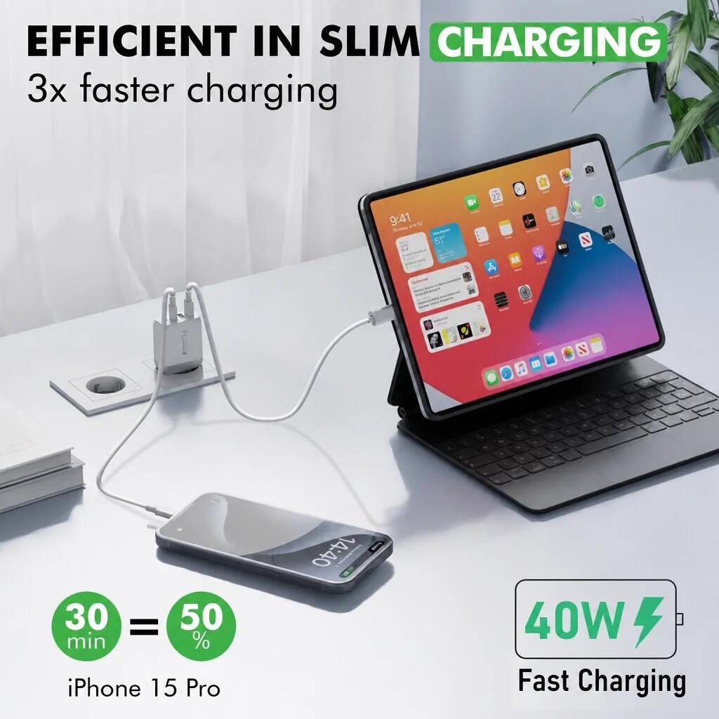 Carregador USB-C – Carregador rápido de 4 portas (2×USB-A e 2×USB-C) 7/7