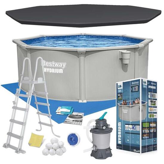 Basen ogrodowy panelowy Bestway całoroczny Hydrium 366x122 cm zestaw 13w1