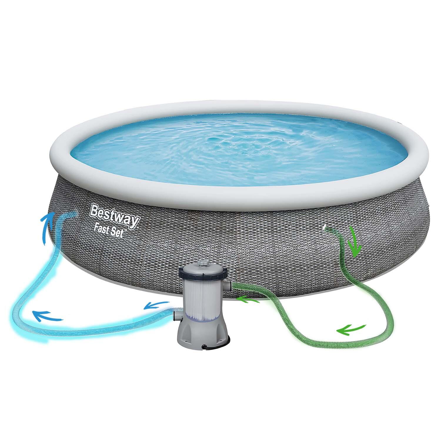 Bestway Piscine gonflable ronde Bestway Fast Set 366 x 76 cm Effet Rotin 3/7