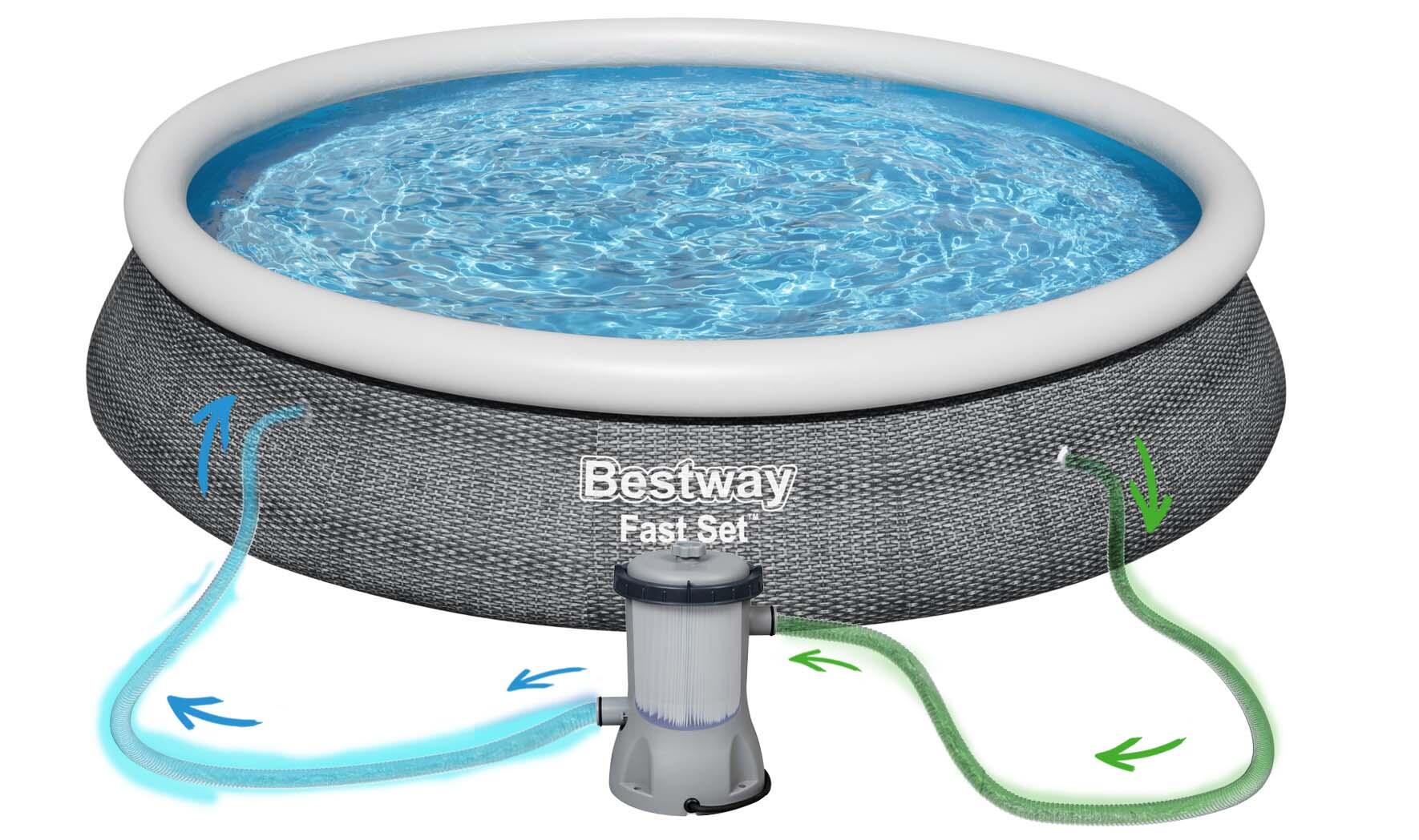 Bestway Piscine autoportante Ronde Fast Set Rotin 457x84cm avec Filtration 3/7